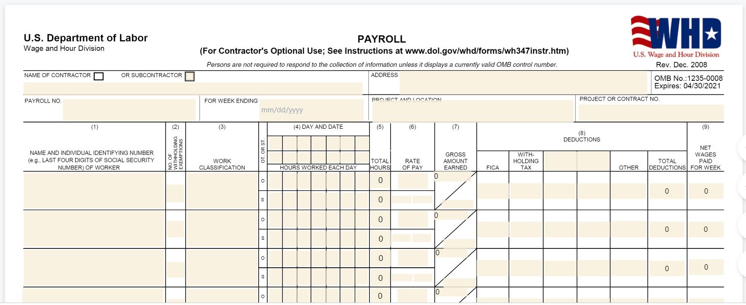 One Form Per Project Prevailing Wage Consulting, LLC