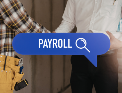 Construction team reviewing contractor payroll compliance documents for government projects.