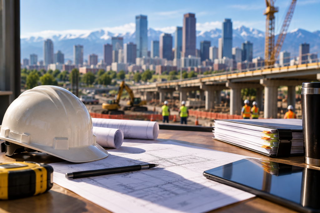 Project team preparing payroll and subcontractor records for a Denver infrastructure compliance review.